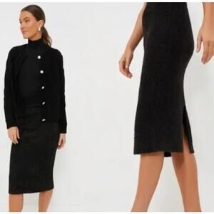 Tuckernuck Black Tinsel Shimmer Midi Pencil Skirt NWT  Size Small